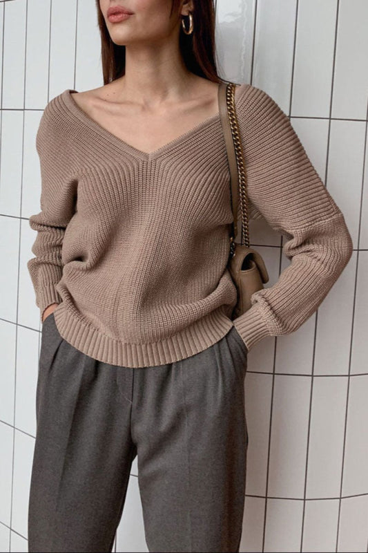 V Neck Pullover Sweater Soft Knitted Jumper - Body Central