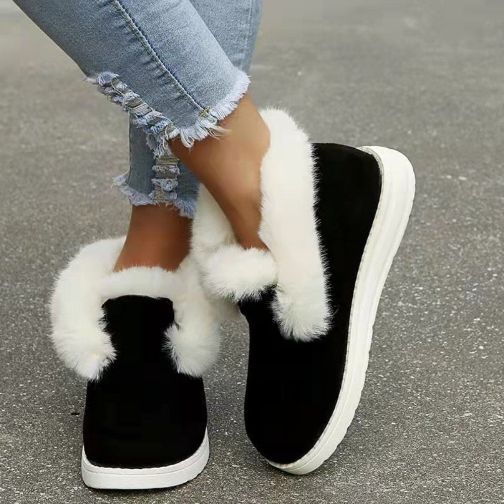 Warm Plush Fur Snow Ankle Boots - Body Central