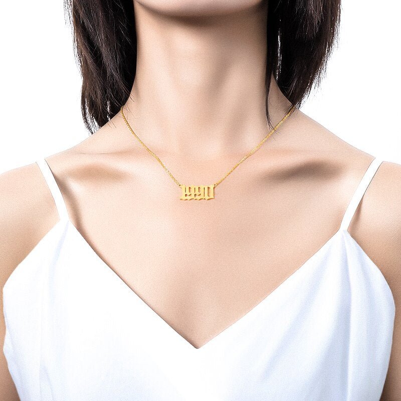 Year Number Pendant Long Chain Necklace - Body Central